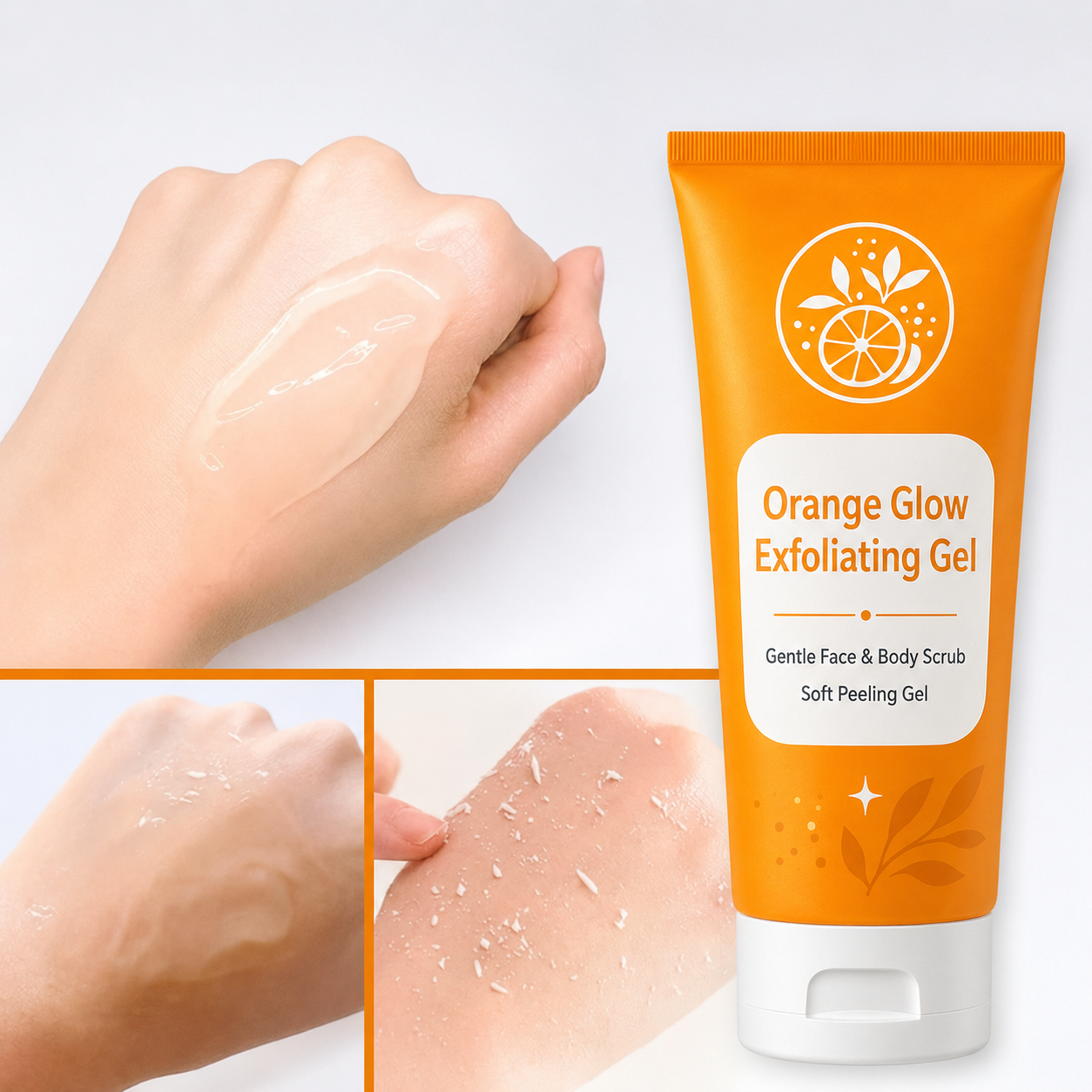 Orange Glow Exfoliating Gel 🍊 Gentle Face & Body Peeling Scrub