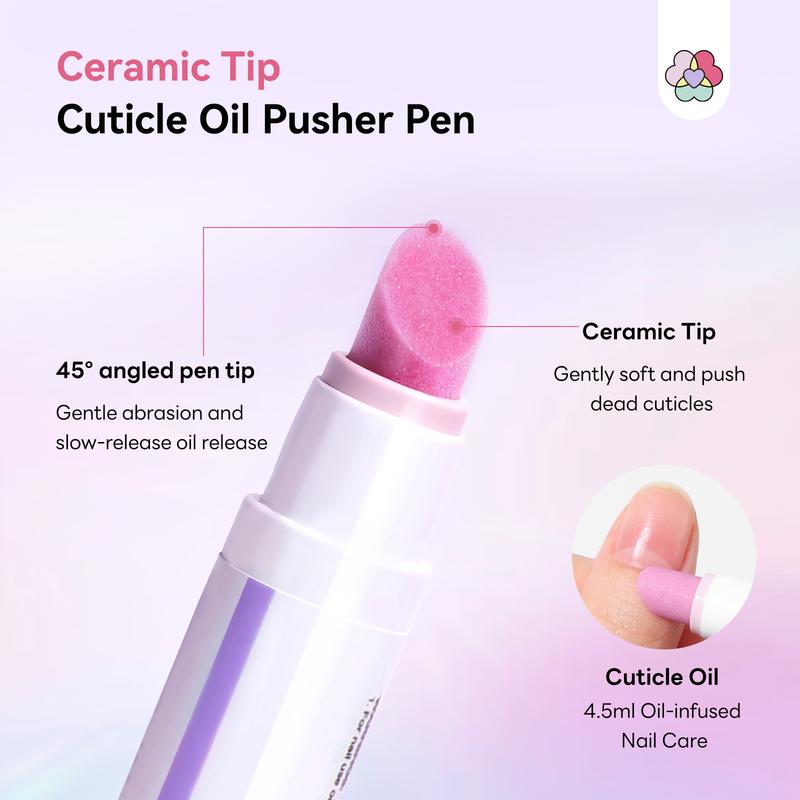 2-in-1 Cuticle Remover Pen, 45° Ceramic Tip for Dry Cuticles & Hangnails
