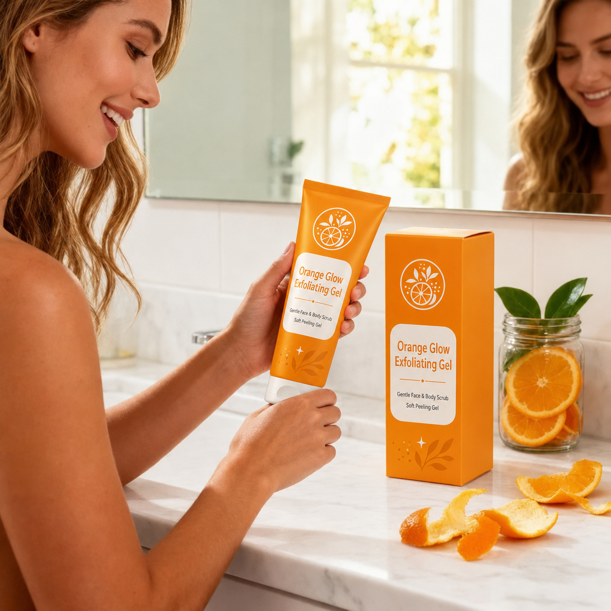 Orange Glow Exfoliating Gel 🍊 Gentle Face & Body Peeling Scrub