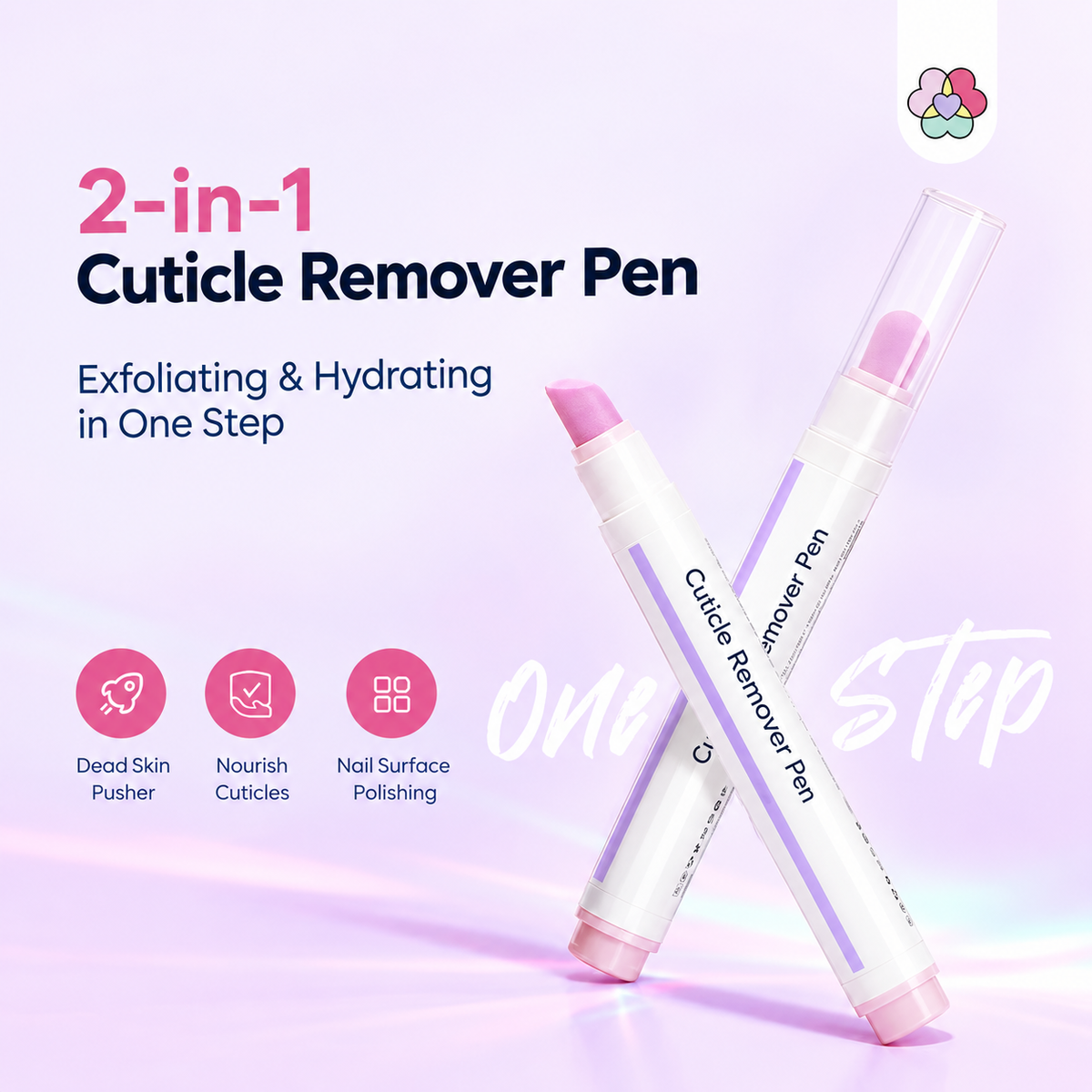 2-in-1 Cuticle Remover Pen, 45° Ceramic Tip for Dry Cuticles & Hangnails