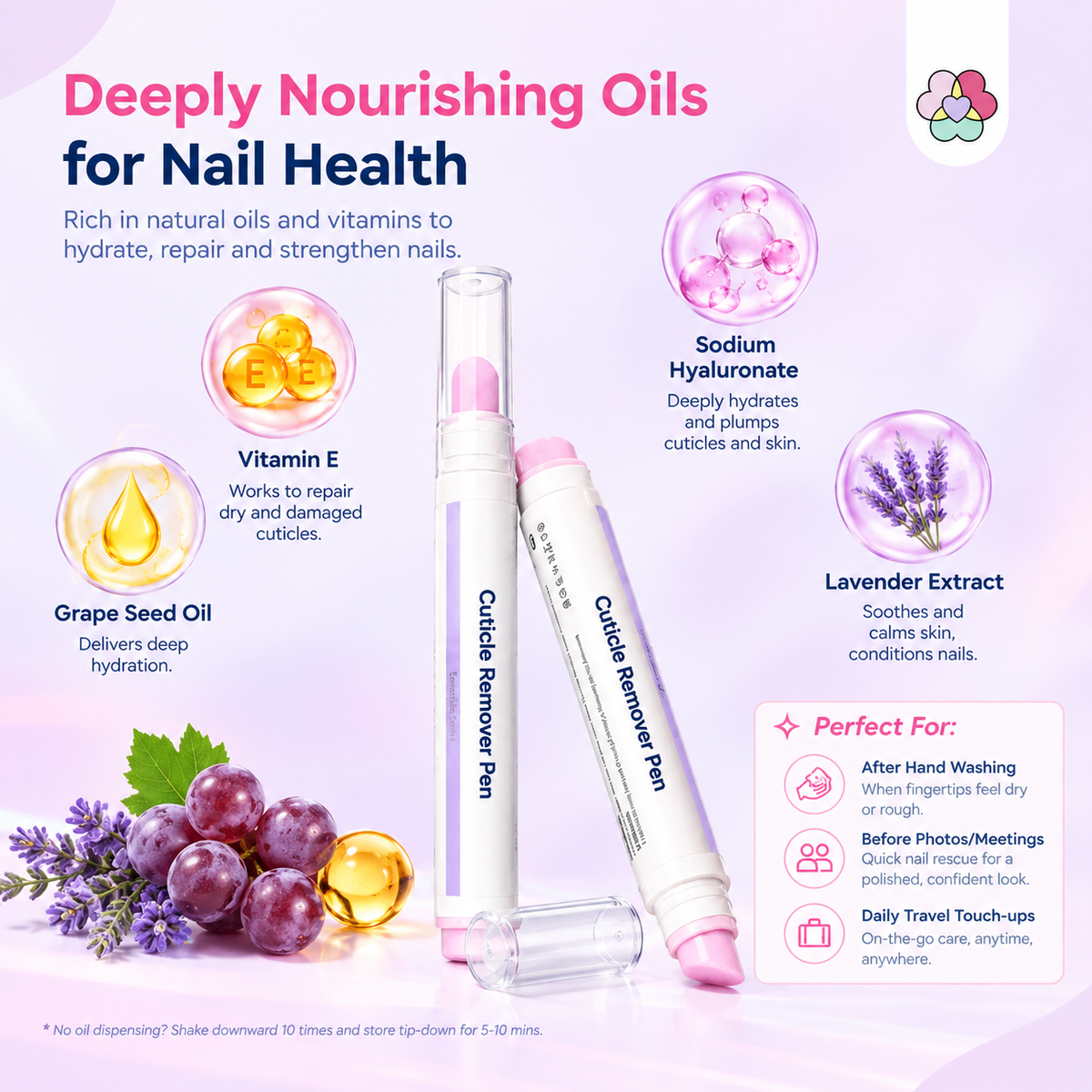 2-in-1 Cuticle Remover Pen, 45° Ceramic Tip for Dry Cuticles & Hangnails