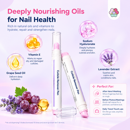 2-in-1 Cuticle Remover Pen, 45° Ceramic Tip for Dry Cuticles & Hangnails