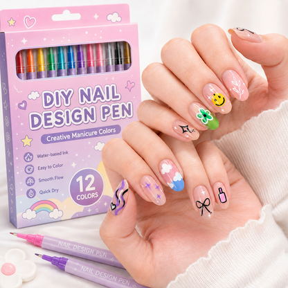 12-Color Nail Art Pen Set – Quick-Dry DIY Nail Design Pens