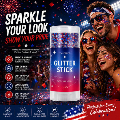 3-in-1 Patriotic Glow ✨ Red, White & Blue Glitter Body Stick
