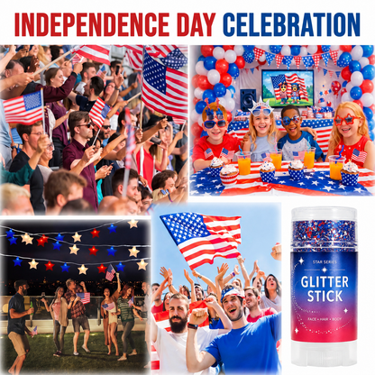 3-in-1 Patriotic Glow ✨ Red, White & Blue Glitter Body Stick