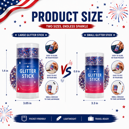 3-in-1 Patriotic Glow ✨ Red, White & Blue Glitter Body Stick