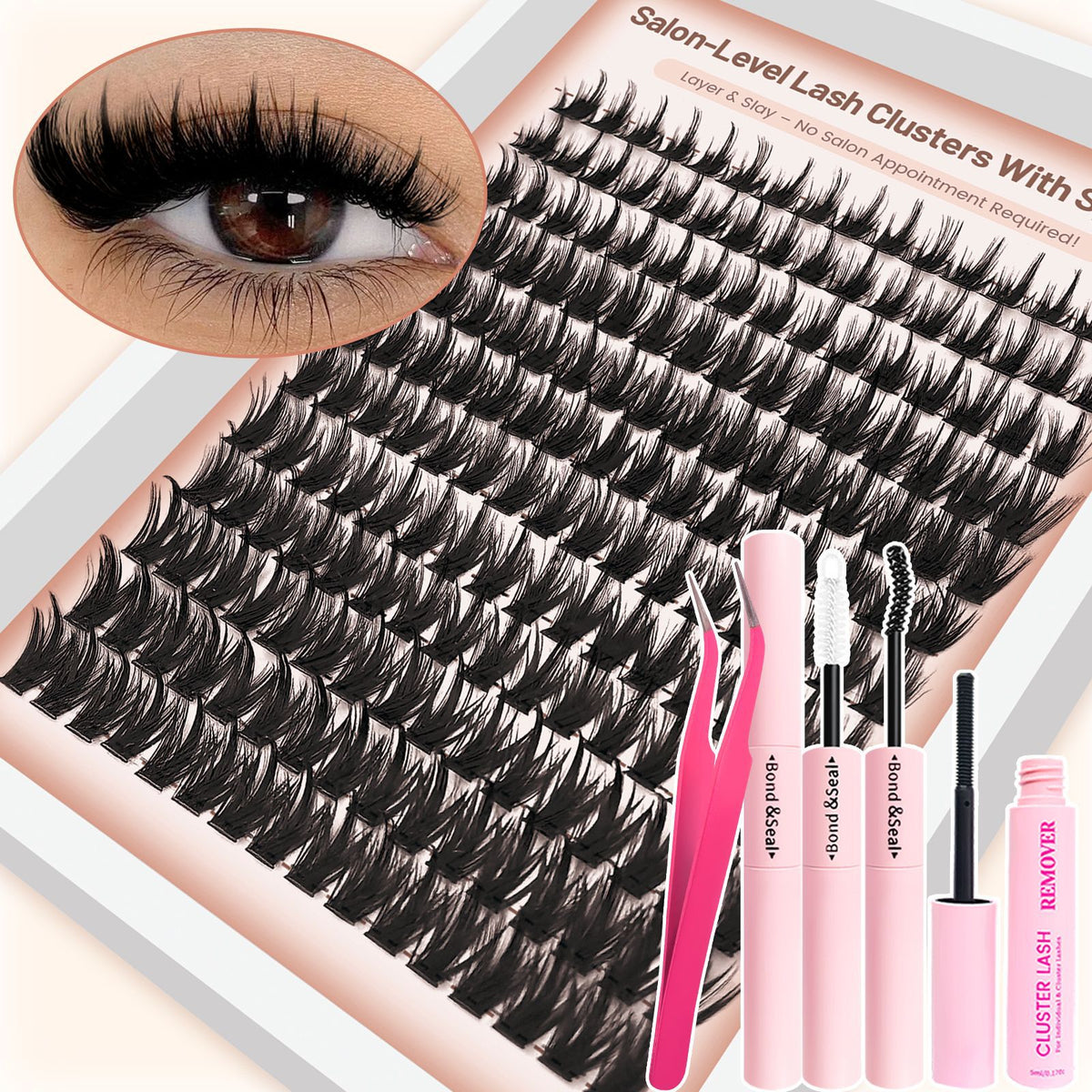 D Curl Fluffy Lash Clusters – Ultra-Dense Long Lashes with Soft Thin Band