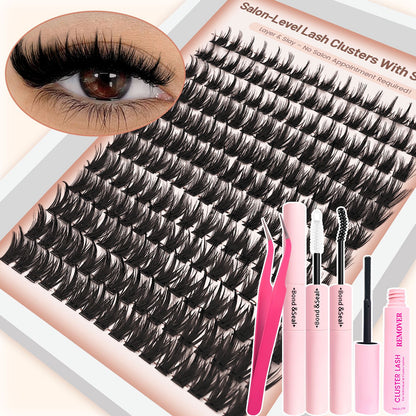D Curl Fluffy Lash Clusters – Ultra-Dense Long Lashes with Soft Thin Band