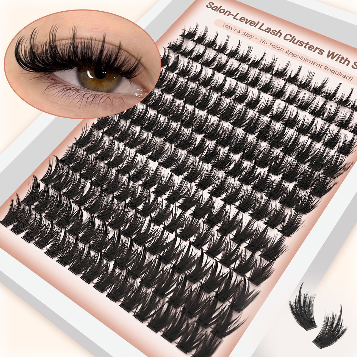 D Curl Fluffy Lash Clusters – Ultra-Dense Long Lashes with Soft Thin Band