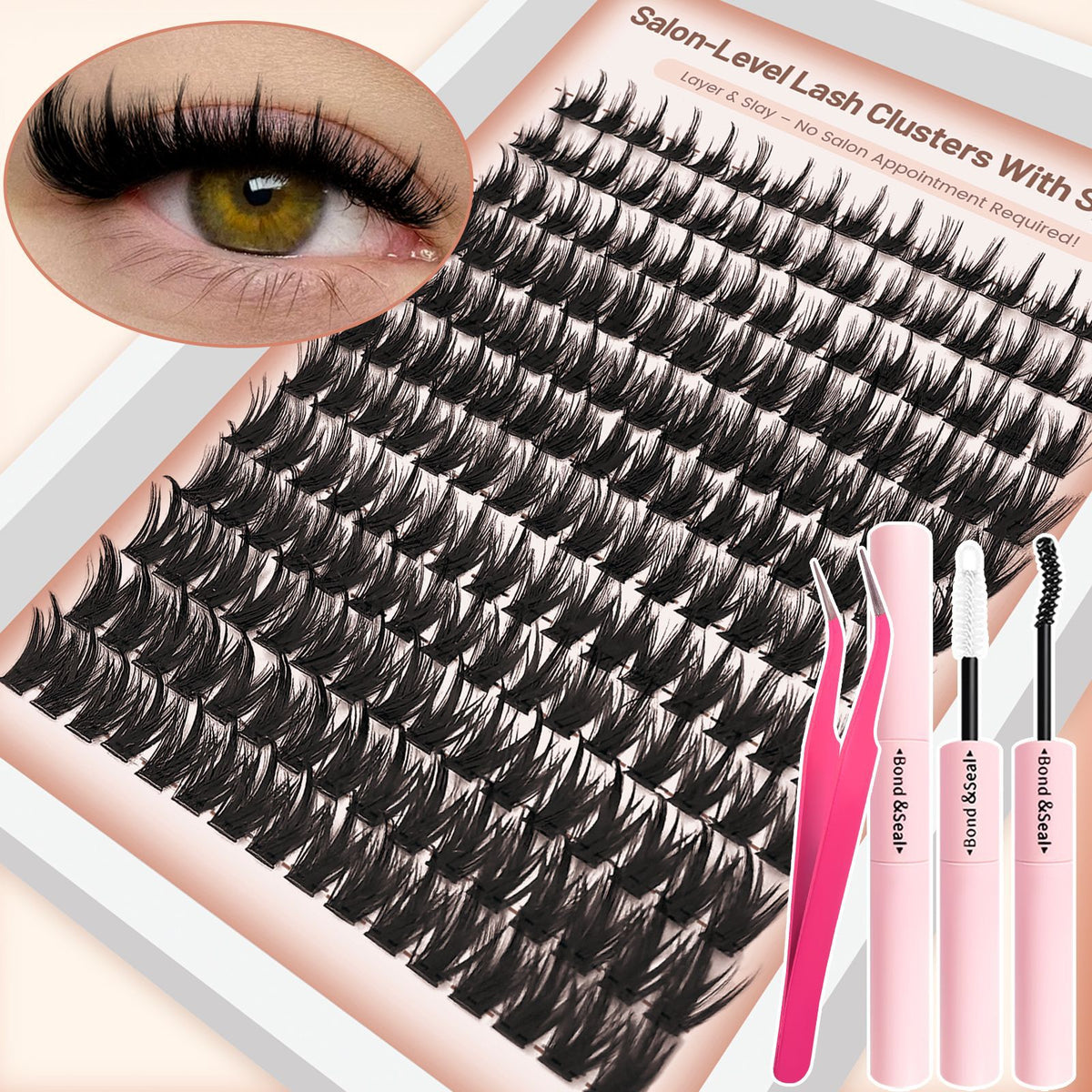 D Curl Fluffy Lash Clusters – Ultra-Dense Long Lashes with Soft Thin Band
