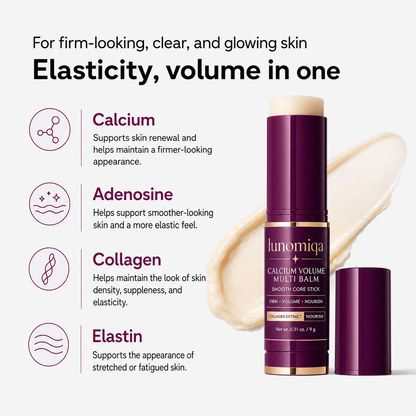 Lunomiqa Calcium Volume Multi Balm Stick – Firming & Hydrating Glow Stick for Eyes, Lips & Neck